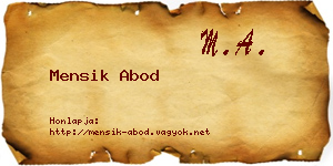 Mensik Abod névjegykártya